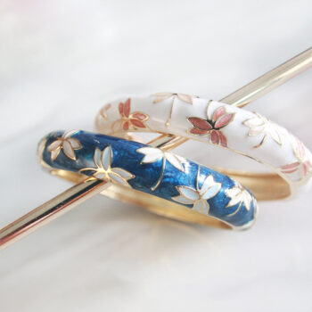 Enamel Red Maple Leaf Authentic Bangle Bracelet - View 1
