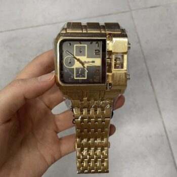 Steel-band Square Quartz Mens Watch With Calendar - View 2