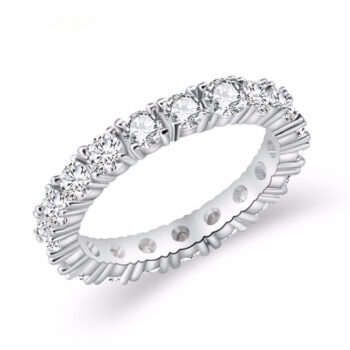 Fashionable Single-row Fully Diamond-studded Ring - View 2