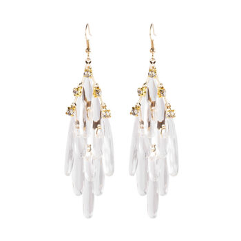 1 Pair Of Luxury Oversized Earrings, Personalized Long Transparent Tassel Dangles - View 2