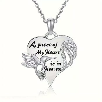 diamond necklace Hummingbird Diamond-Encrusted Heart Necklace A Stylish Versatile Pendant Necklace