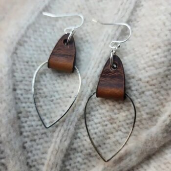 Retro Leather-wrapped Teardrop Earrings - View 2