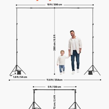 Backdrop Stand, 8.5 X 10 Ft Adjustable Photo Backdrop Stand Kit, Portable Backgr - Okita Shop
