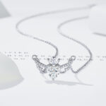 silver necklace S925 Sterling Silver Crown Angel Wings Necklace