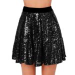 sequin elastic-waist pleated