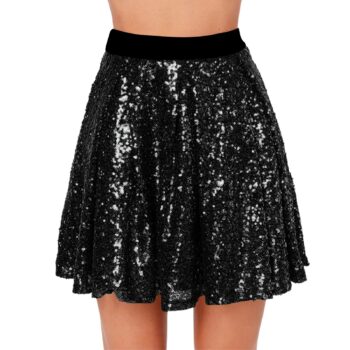 sequin elastic-waist pleated