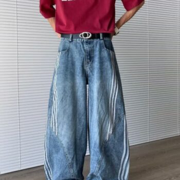 Spring American-style Vintage Washed Deconstructed Bootcut Jeans - Main product image