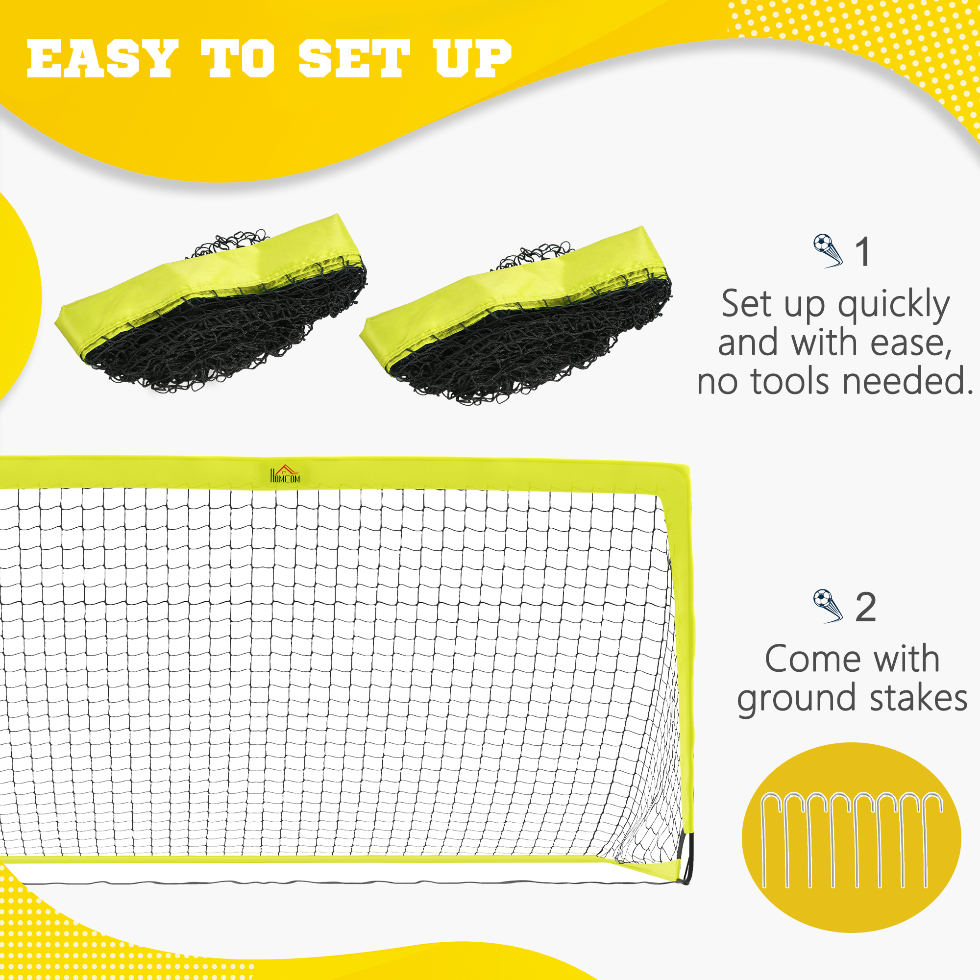 bdf8397b-6aba-4797-99de-b1c0886dedea Two Football Goal Nets, Foldable Outdoor Sport Training Equipment, For Teens, Adults, With Carrying Bag, Yellow - View 4