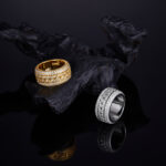 silver ring Mens 925 Silver Full-Set Moissanite Swivel Cuban Ring