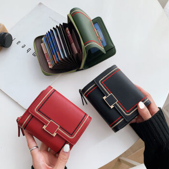 Women's Embroidery Thread Short Multi Card Slot Clutch - View 1