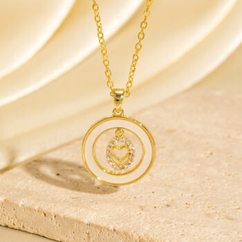 New Round Hollowed-out Heart Oil-drip Necklace - View 2