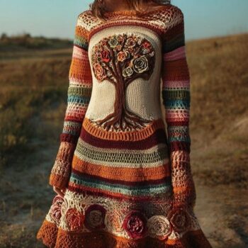 Womens Crew-Neck Long-Sleeve Halloween Funny Sweater Dress - Main product image