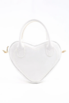 White Heart Shaped Faux Leather Zipper Bag Single Compartment Hand Arm And Shoulder Bag - View 1