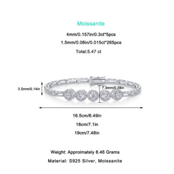 silver bracelet 0.3-carat Luxury And Fashionable Light Luxury Trend Jewelry Silver Bracelet Set With Top-quality Moissanite,