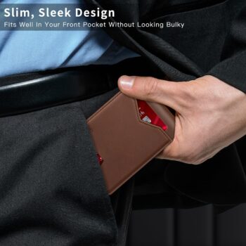 leather wallet Real Leather Wallet For Men,Slim Bifold Wallet Minimalist Front Pocket Design, RFID Mens Wallet With Money Poc