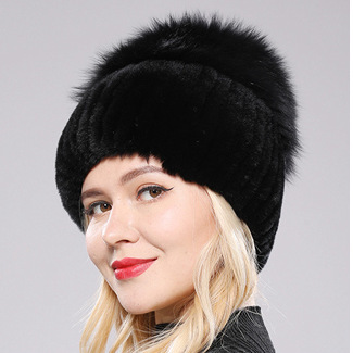 winter hat Womens Warmth-Retaining Rex Rabbit Fur Winter Hat