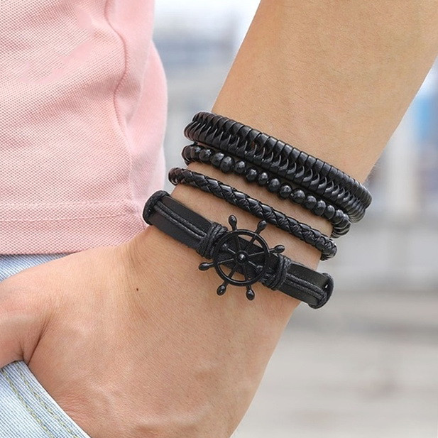 c5ce1557-816a-485a-83d4-7367c2588c3c Vintage Leather Leaf Bangle Wristband Bracelet For Women Men - View 2