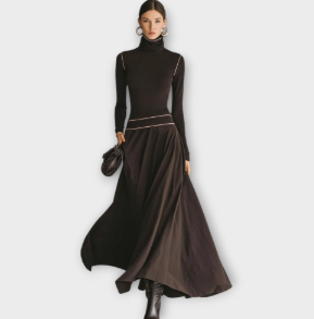 Womens French-style Elegant High-neck Long-sleeve Dress - View 2