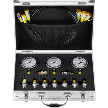 hydraulic pressure test Hydraulic Pressure Test Kit, 250/400/600bar, 3 Gauges 9 Test Couplings 3 Test Hoses, Excavator Hydrau