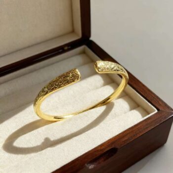 Womens Fine Sand Gold Dragon Leaps Phoenix Sings Gold Bracelet - View 2