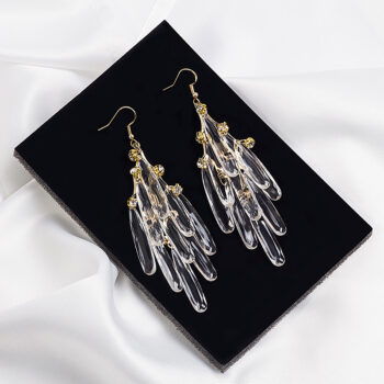earrings 1 Pair Of Luxury Oversized Earrings, Personalized Long Transparent Tassel Dangles