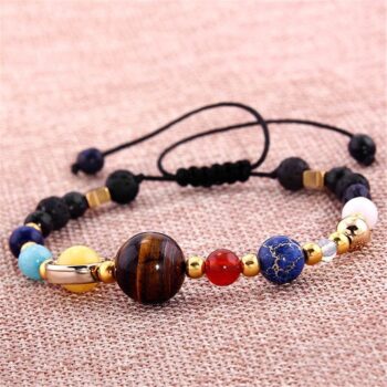 Eight Planets Alloy Bracelet, Natural Stone Bead Bracelet Women Solar System Bracelet Universe Galaxy The Eight Planets Guard