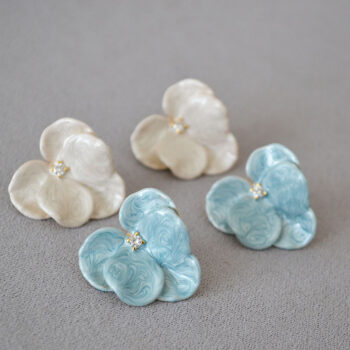 Handmade Enamel Orchid And Butterfly Earrings - View 2