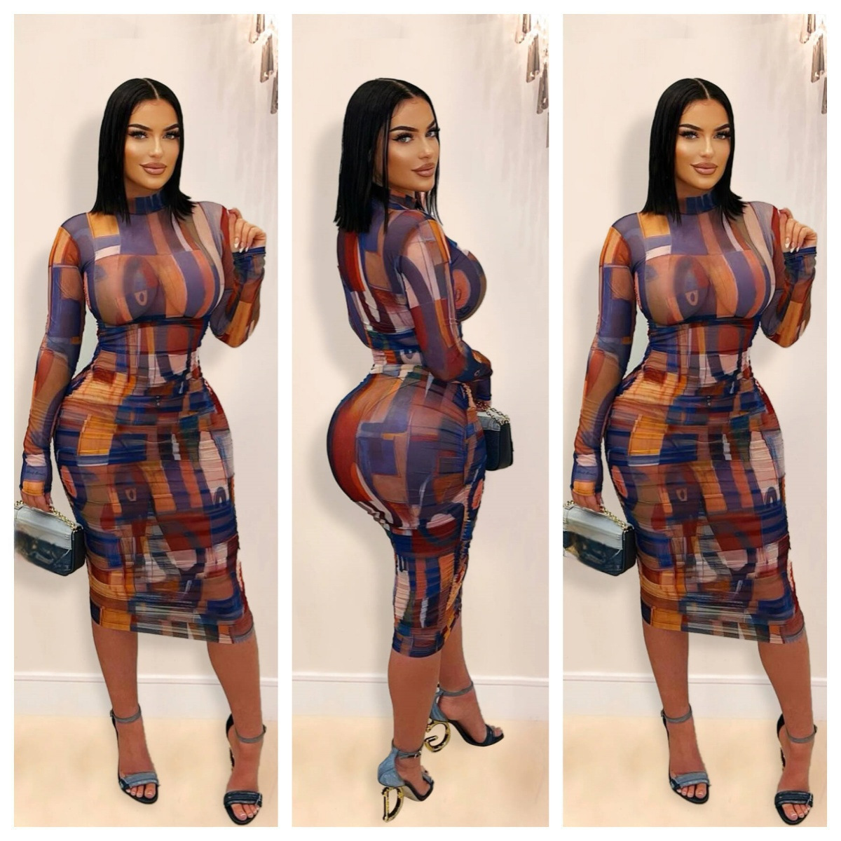 c83a4762-8add-4cf5-8d40-7c5e066d5de2.jpg Fashionable And Elegant Printed Mesh Ruched Dress