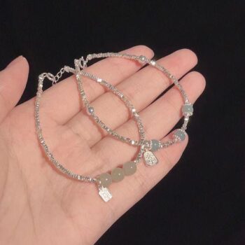 Fashionable Light-luxury Jade And Silver Nugget Bracelet - View 2