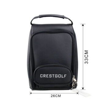 crestgolf black leather Crestgolf Black PU Leather Waterproof Golf Shoe Bag