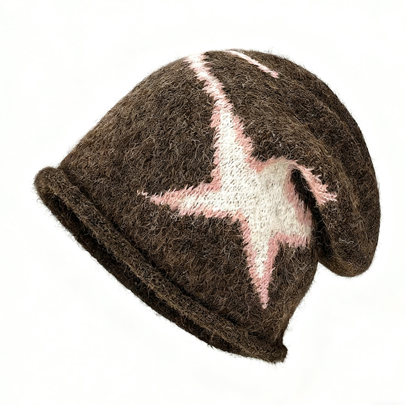 c99503d7-1264-436e-886e-81abffa05850 Japanese-style Harajuku Street-styled Edgy Star-knit Beanie - View 3