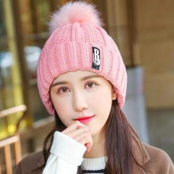 Fashion Stretch Wool Hat Women's Fleece-lined Thickened Scarf Warm Cold-proof Knitted Trendy Hat One-piece Beanie - View 2