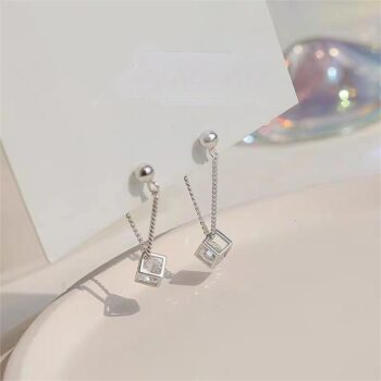S925 Sterling Silver Rubik's Cube Earrings Female Niche Design High-grade Light Luxury Earrings - View 1