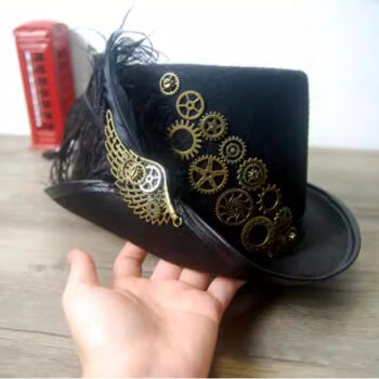 Retro Steampunk Ball Gatsby Hat With Winged Feathers - View 2