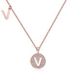 silver necklace One Of The 26 Letters, V, Set With Top-quality Moissanite, Luxurious And Fashionable Light Luxury Trend Jewel