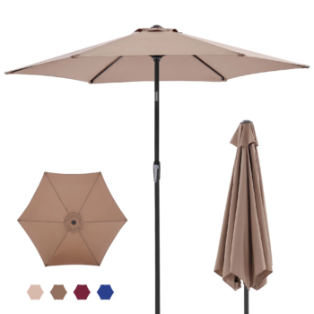7.5 foot outdoor - 7.5-foot Outdoor Terrace Sun Umbrella, With Button Tilt And