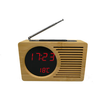 Bamboo LED Clock FM Radio Electronics - View 2