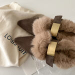 retro leather slingback - Retro Leather Slingback Plush Shoes Casual Outdoor Flat