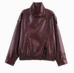 leather jacket - Womens Fashion Faux-leather Jacket With A Stand-up Collar