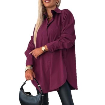 Solid-color Button-down Long-sleeve Versatile Chic Work - View 2