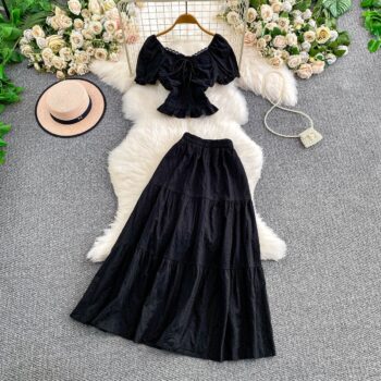 Hollowed-out Embroidered V-Neck Shirt With Ruffled Long - View 2