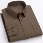 sleeve shirt - Spring Mens Khaki Cotton Long-sleeve Shirt