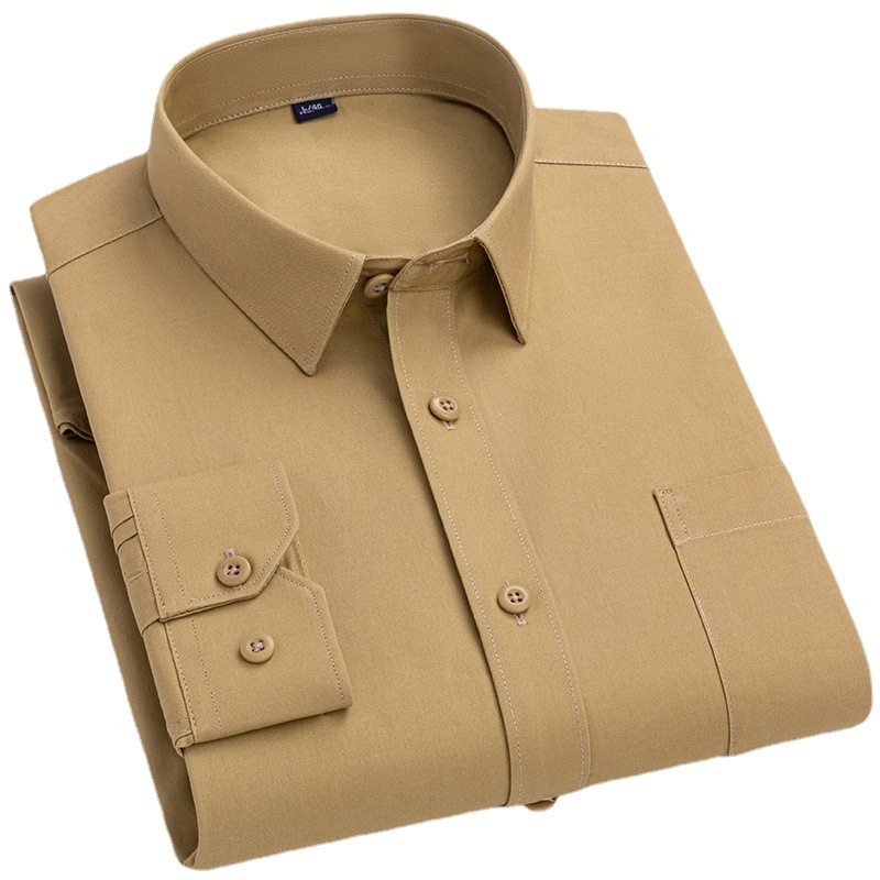 cj-2601080539031609200-3-34411 Spring Mens Khaki Cotton Long-sleeve Shirt - View 4