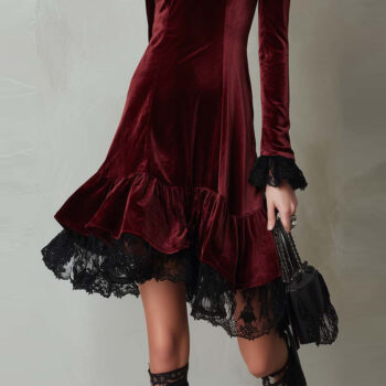 Womens Fashion Patchwork Lace Dress