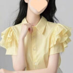 sleeve shirt - Lotus-Leaf Sleeve Shirt For Women Niche Summer Design