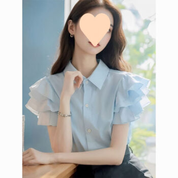 Lotus-Leaf Sleeve Shirt For Women Niche Summer Design - View 2