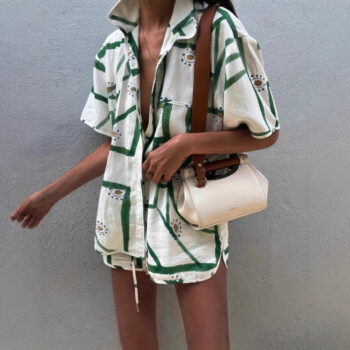 Color Block Loose Short Sleeve Printed Shirt Womens Casual - View 2