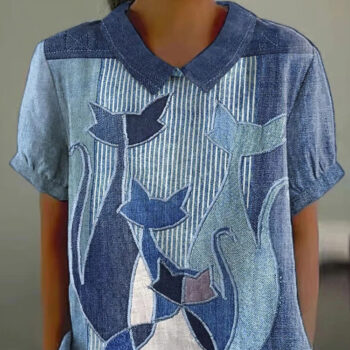 sleeve shirt - New Womens Short-sleeve Shirt With A Creative Vintage