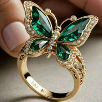 Elegant And Sophisticated Butterfly-cutout Ring Inlaid With - View 2