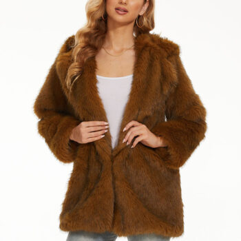 Mid-length Womens Faux Fur Coat Warm Long-sleeve Coat For - View 2